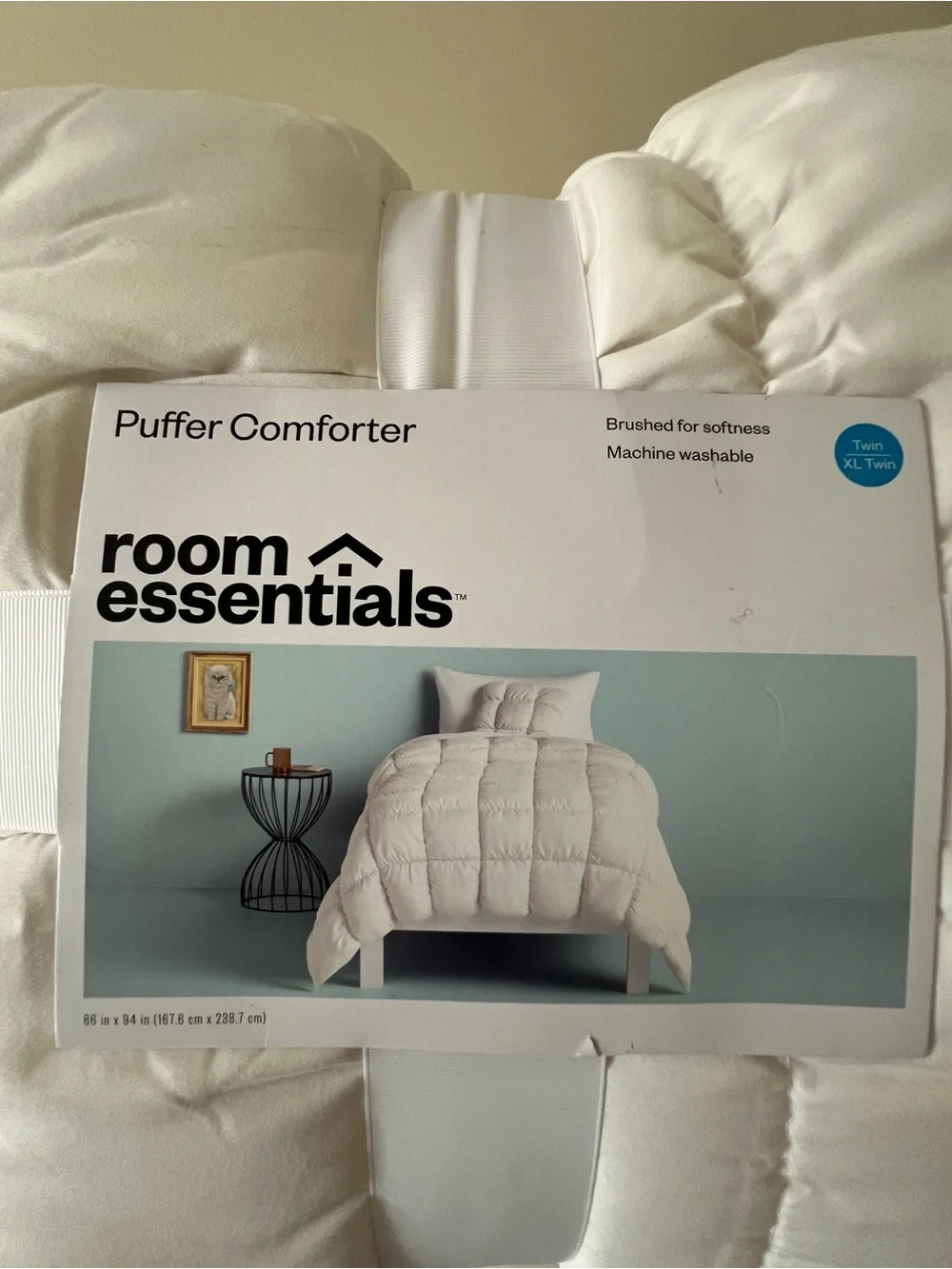 Room Essentials Ivory Puffer Comforter - Plush Quilted Bedding